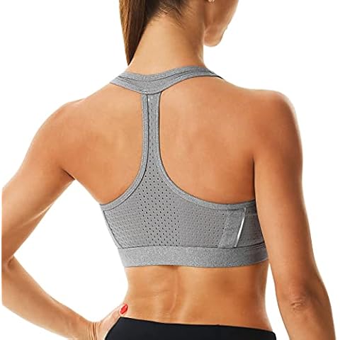 Rocorose Women Racerback Sports Bras Padded Seamless Fitness Workout for Yoga Gym Activewear Yoga Bra - grey - XL Cover
