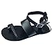 Produktbild Rom Sandalen/Dorical Damen PU Sandalen Sommer Weiche Gladiator Retro Schuhe Casual Flachen Flip Flops Strand Zehentrenner Freizeitschuhe Schnalle-Sandalen(Schwarz,36 EU)