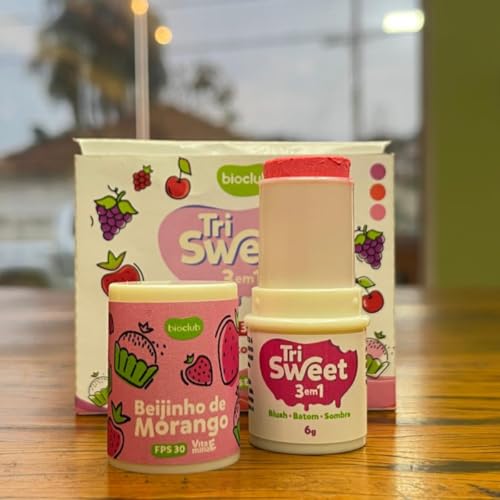 Blush Batom e Sombra Maquiagem Infantil Hipoalergênica Tri Sweet Bioclub