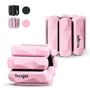 Yes4All Wrist & Ankle Weights Set 2x 1lb – Premium Silicone Adjustable For Women/Men Home Gym, Yoga, Cardio, Pilates, Running