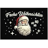 MoonWorks® Fußmatte Frohe Weihnachten Santa Claus Weihnachtsmann Retro Vintage Design rutschfest & waschbar schwarz 60x40cm