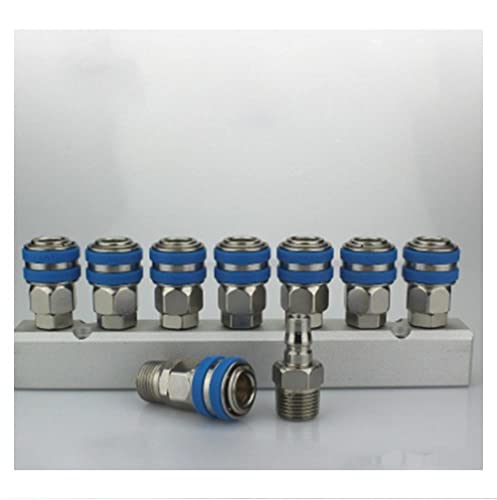 C Type Socket Out 7 Way Pneumatic Air Solid Aluminum Manifold Block Splitter