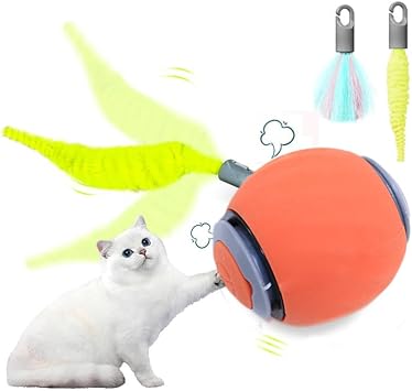 2026 Interactive Cat Toys Ball, Automatic Rolling Adult Cat Toy, Smart Moving Dog Toys for Bored Indoor Outdoor - Motion Activated Cat Toy Power Ball 2.0 Cat Toy red