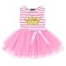 Baby Girls Princess Striped 1st/2nd Birthday Cake Smash Shiny Printed Party Sleeveless Tulle Tutu Dress Toddler Kids Outfit Pink (1 Year) One Size