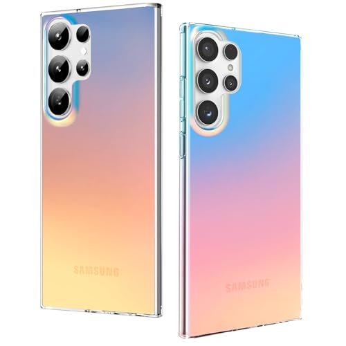 Funda para Samsung Galaxy S23 Ultra, Estuche Mate Translúcido Protección Antigolpes de Grado Militar Carcasa, Efecto de Remolino Iridiscente para Flexible Suave TPU Silicona Case
