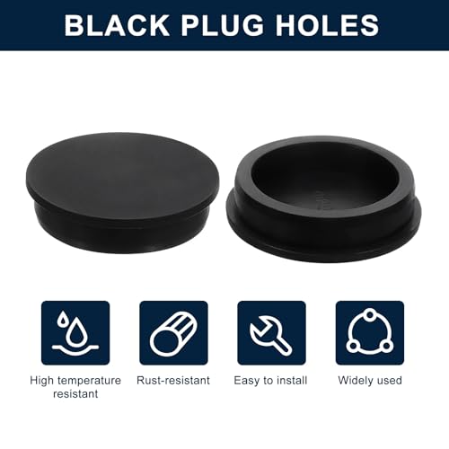 Image of uxcell 2 Pcs Black Plug Holes, Waterproof Rubber Button Plug for 66.5mm / 2.62 inch Hole