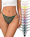 J-pone Thongs for Women Lace G String Womens Underwear T Back Stretch Womens Thongs Underwear Low Waist Breathable Thong Panties Multipack-M