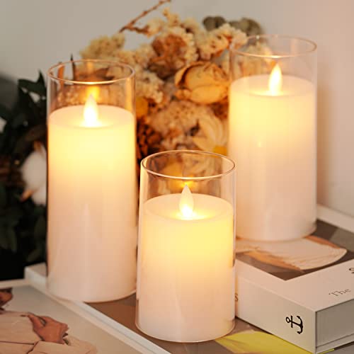 Raycare Flameless Candles, Battery Operated Candles, Led Acrylic Candles Flickering With Remote And Timers, Moving Flame, Pure White, Set Of 3 #TOP2