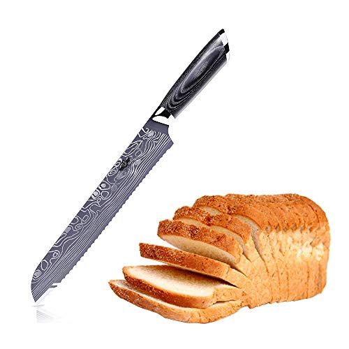 Coltello Pane PARENCE - Acciaio Inox Con Lama Seghettata 18cm - Manico Ergonomico - Taglio Pulito E Precise