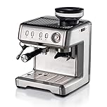 Ariete 1313, Macchina da Caffè con Manometro, Macinacaffè Integrato, Compatibile con Caffè in Polvere e Cialde ESE, 15 Bar Massime, Filtro 1 o 2 Tazze, Lancia per Cappuccino, 1600W, Silver