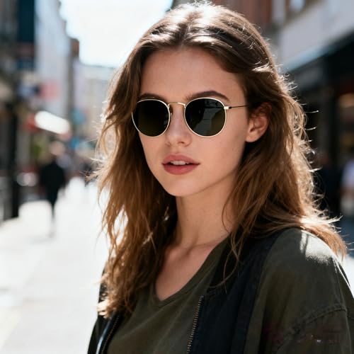 Small Round Polarized/Glass Sunglasses for Women Men Classic Vintage Retro Shades UV4003