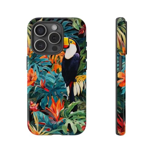 Coque iPhone 15 Pro feuillage tropical vert finition brillante