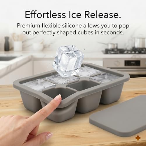 Molde para cubitos de hielo de silicona con tapa gris miniatura 2