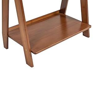Bookshelf ladder shelf storage rack multipurpose bamboo organizer shelves furniture for home office living room kitchen office 5 tier brown  urban country home decor