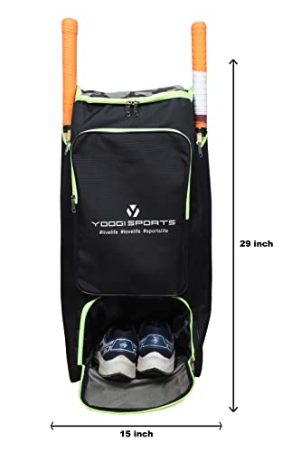 SPORTSYUVA Yoogi Sports Duffle Cricket Kitbag for Men with 2 Bat Caves Shoulder Straps Extra Compartment for Accessories (Green) - Thumbnail 3