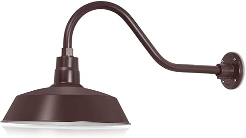 Miniatura 24 de 14 pulgadas. RLM Warehouse - Pantalla con brazo de cuello de cisne y bombilla Led A19 5000K de 9W Galvanizado (paquete de 1),Galvanizado