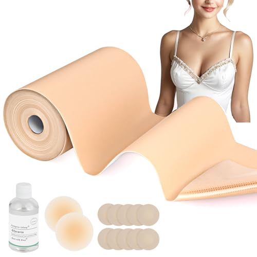 Easy Remove Boob Tape Kit -Invisible Boobtape for Women Large Breast Lift with Breathable Bra Tape, Covers, Petals and Glycerin