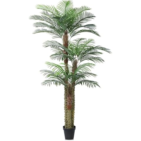 SOGUYI Artificial Palm Tree for Outdoor 8ft Tall UV Resistant Fake Tropical Golden Cane Palm Tree Large Faux Palm Plants for Outside Patio, Poolside, Lawn, Porch and Home Office Indoor Decor, Set of 1 Cover