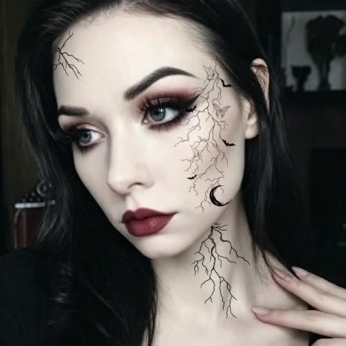 7 Sheets Lightning Bolts Temporary Tattoos, Halloween Horror Blood Vessel Waterproof Tattoos, for Party Makeup Stickers Zombie Cosplay - 1