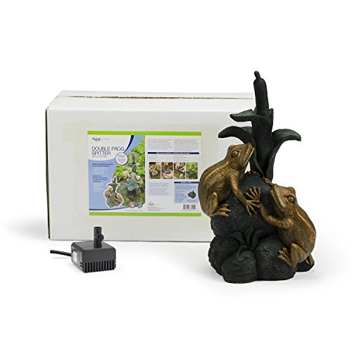Aquascape Double Frog with Cattail Spitter Fountain with Pump for Pond, Container Water Garden, and Water Features, Poly-Resin | 78210