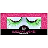 Elegant Lashes F160 Premium Green and Black Feather False Eyelashes Halloween Dance Rave Costume