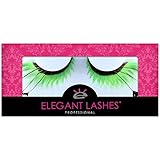 Elegant Lashes F160 Premium Green and Black Feather False Eyelashes Halloween Dance Rave Costume