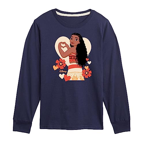 Disney Princess - Love Moana - Valentine's Day - Boys and Girls and Youth Long Sleeve Graphic T-Shirt