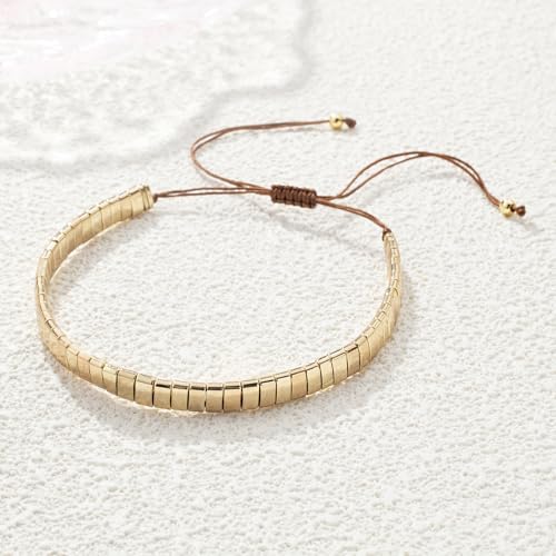 Image of KELITCH Colorful Tila Beaded Bracelets Women Strand Friendship Bracelet Handmade New Link Cuff Bracelets