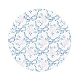 NaZaUK Light Blue Bow Floral Mouse Pad for Desk, Girly Aesthetic Preppy Blue Mousepad for Office Dorm Computer Laptop Gaming, Desk Supplies for Women Office Aesthetic, 8.7x8.7 Inch