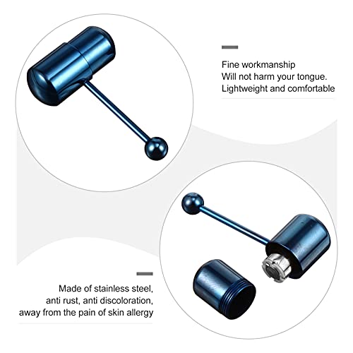 Amosfun 2 peças de anéis de língua de aço inoxidável vibratório, barra de língua colorida, barra de