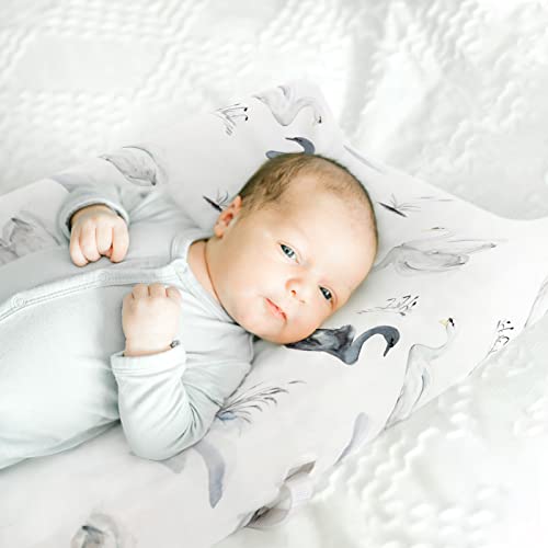 Image of GRSSDER Stretch Ultra Soft Jersey Knit Changing Pad Cover Set 2 Pack, Change Table Pad Covers Fit 32 inch /34 inch x 16 inch Pads Safe and Snug, Pretty Swan /Watercolor Dandelion for Baby