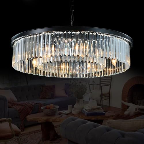 MEELIGHTING Crystal Chandeliers Modern Contemporary Ceiling Lights Fixtures Pendant Lighting for Dining Room Living Room Chandelier D33.5 (8 Lights)