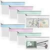 Rcybeo 8 Pieces Money Bags with Zipper Cash Envelopes 8 x 3.9 inch Money Pouch Bank Bag, Cash Bag, Coin Bag Money Organizer for Coins, Cosmetics, Invoice, Bills, Tools
