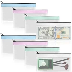 Rcybeo 8 Pieces Money Bags with Zipper Cash Envelopes 8 x 3.9 inch Money Pouch Bank Bag, Cash Bag, Coin Bag Money Organizer for Coins, Cosmetics, Invoice, Bills, Tools