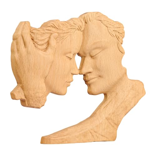 Estatua de pareja de madera abstracta 8 pulgadas miniatura 1