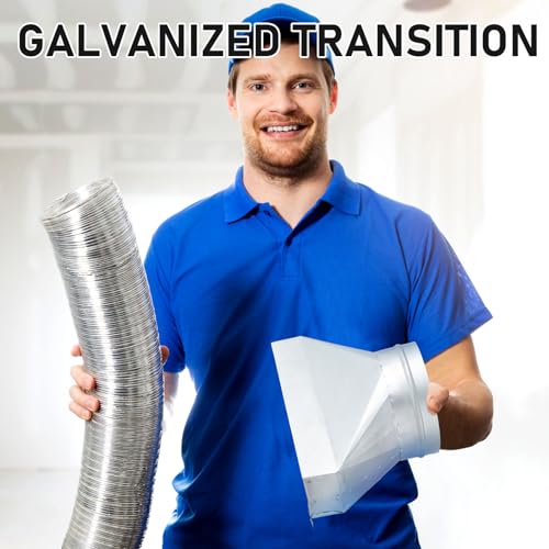 Tandefio 3-1/4 Inch X 10 Inch X 6'', 6 Inch Diameter Galvanized Transition Galvanized Round Transition Rectangular To Round Duct For Connecting Duct Fittings thumb #5