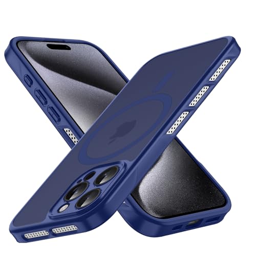 CASEINJOY Stronger Magnetic for iPhone 14 Pro Max Case, Heat Dissipation Frame, Compatible with Magsafe, Camera Protection, Matte Back Slim Protective Cover for iPhone 14 Pro Max 6.7 Inch, Blue - image 1
