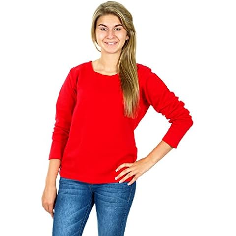 Tri-Mountain Women's Casual Tee Long Sleeve Cotton Shirt Great for Layering (Small) Red Cover