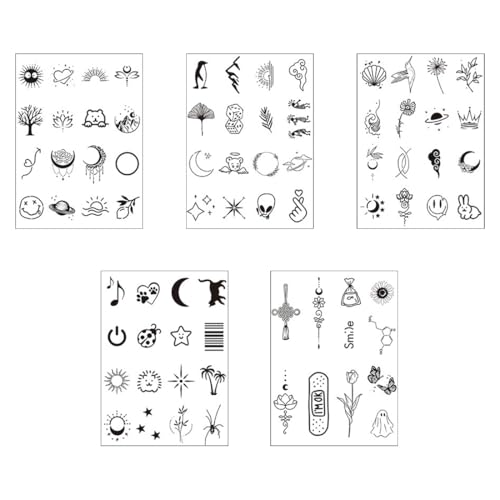 WeddHuis Tatuajes Temporales Pequeños, Impermeables con una Duración de 2 Semanas, Hojas y Flores, Negro, Larga Duración, para Niños, Adultos, Mujeres, Hombres, Decoración de Cumpleaños