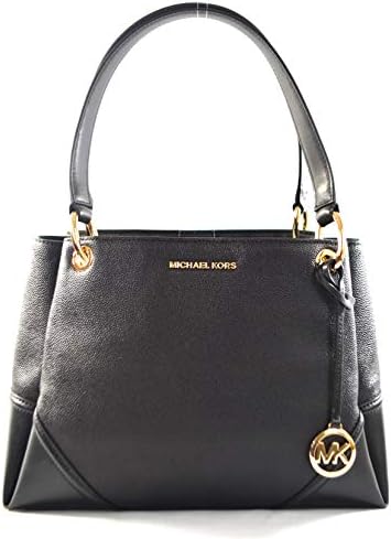 Michael Kors Women's Nicole Large Shoulder Bag Tote Purse Handbag (Black Leather)