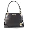 Michael Kors Women's Nicole Large Shoulder Bag Tote Purse Handbag (Black Leather)