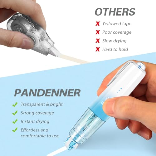 PANDENNER Refillable Retractable Quick Dry White Correction Tape,Mini Small Japan Aesthetic Cute Correction Tape, with Easy to Use Kawaii Pen Shaped Applicator,for Home Office Supplies. - Thumbnail 5