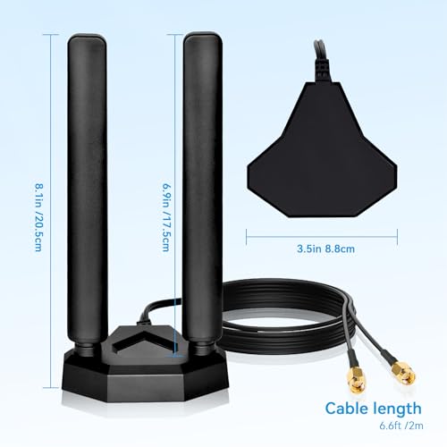 Nelawya 4G LTE/5G Sub-6 Antenne SMA TS9 Stecker Breitband 8dbi 600-3980MHz Rundstrahlantenne mit Magnetfuß 2m Kabel für Drahtlosen Mobilen Industrierouter Netgear Huawei ZTE Cellular Gateway Modem