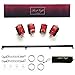 EXREIZST Expandable 3 in 1 Spreader Bar Set with Bag and 4 Premium Soft Pad Leather Straps with 2 Chains Adjustable Home Yoga Bar Kit, Black and Red