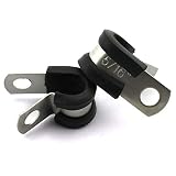 HJ Garden 6pcs 5/16 inch Rubber Cushioned Cable Clamp 304 Stainless Steel Buffer and Insulated Hose