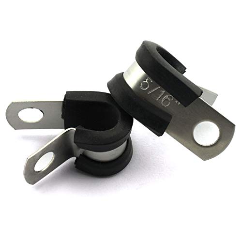 Hj Garden 6Pcs 5/16 Inch Rubber Cushioned Cable Clamp 304 Stainless Steel Buffer And Insulated Hose Clamp/R Shape Metal Clamp/Tube Holder Fastener For Tube/Pipe Or Wire Cord Installation #TOP12