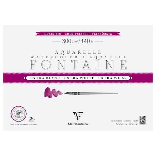 Papel Acuarela 100% Algodón Clairefontaine Fontaine que Evita Arrugas por Humedad