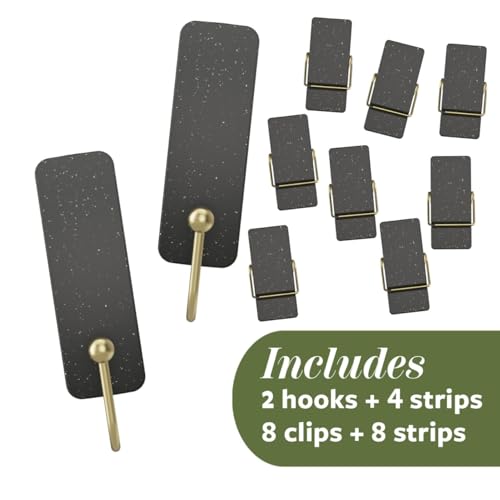 Image of Command Mixed Hooks Pack, 10 Soot, 12 Strips (2 Medium Hooks, 8 Spring Clips), for Hanging Christmas Decorations