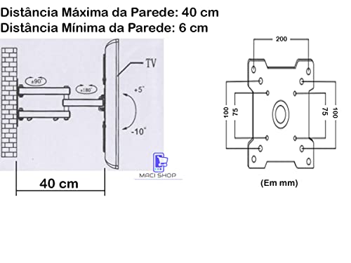 Suporte Articulado Para Tv 14'' A 42'' Samsung LG Sony Philco Yepp