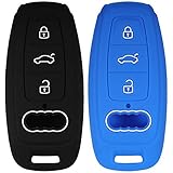 Lcyam Key Fob Cover Silicone Case Compatible with Audi 2019 2020 Q7 A6 E-Tron Audi A6L A8L A6 A7 A8 Q8 (Black Blue)